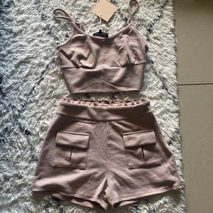 Two Piece Brown Set - Shorts & Tank Top